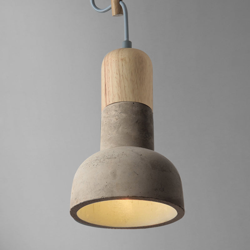 Minimalist Cement Hanging Lamp - Flashlight Inspired 1 Head Ceiling Lighting For Dining Room Khaki