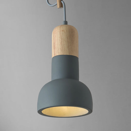 Minimalist Cement Hanging Lamp - Flashlight Inspired 1 Head Ceiling Lighting For Dining Room Grey