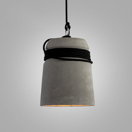 Simplicity Cement Pendant Light For Dining Room Ceiling With Bell Suspension Grey / C