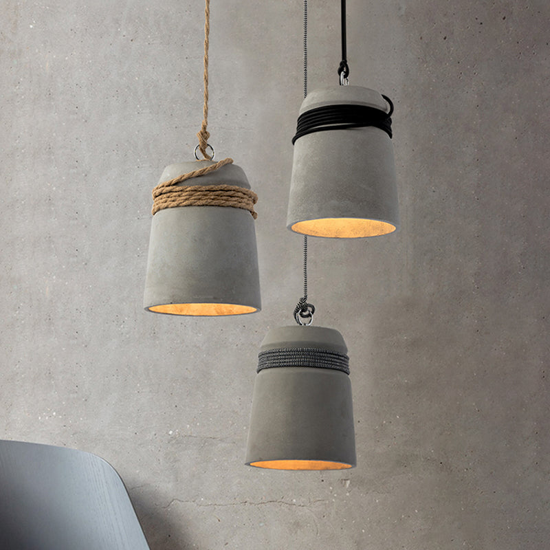 Simplicity Cement Pendant Light For Dining Room Ceiling With Bell Suspension