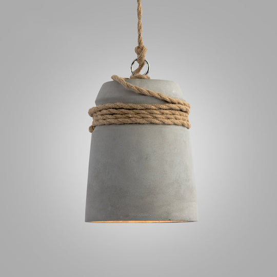 Simplicity Cement Pendant Light For Dining Room Ceiling With Bell Suspension Grey / A