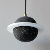 Led Planet Shaped Cement Hanging Pendant Light Fixture For Bedroom - Single Bulb