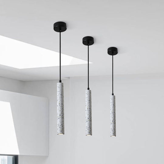 Sleek 1-Light Cement Tube Pendant Ceiling Light For Dining Room