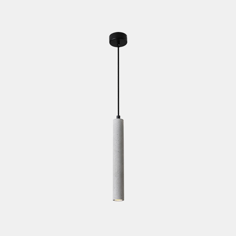 Sleek 1-Light Cement Tube Pendant Ceiling Light For Dining Room Grey