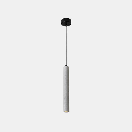 Sleek 1-Light Cement Tube Pendant Ceiling Light For Dining Room Grey