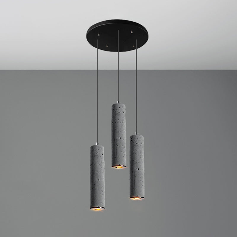 Nordic Style Grey Cement Cylinder Pendant Light For Dining Room Ceiling 3 / Small