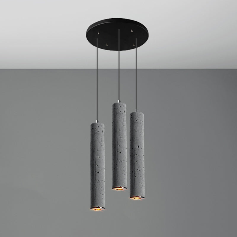 Nordic Style Grey Cement Cylinder Pendant Light For Dining Room Ceiling 3 / Medium