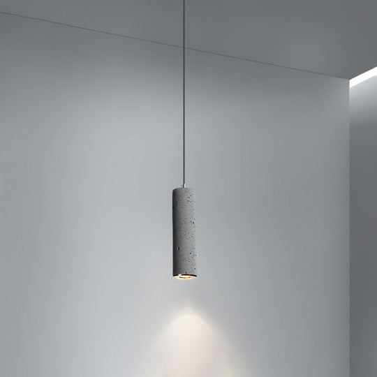 Nordic Style Grey Cement Cylinder Pendant Light For Dining Room Ceiling 1 / Small