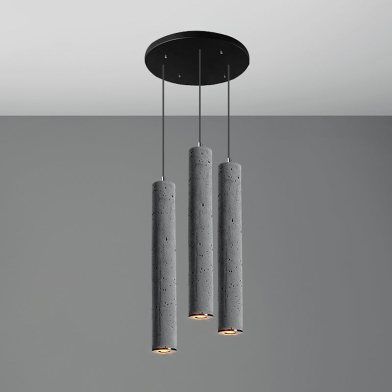 Nordic Style Grey Cement Cylinder Pendant Light For Dining Room Ceiling 3 / Large