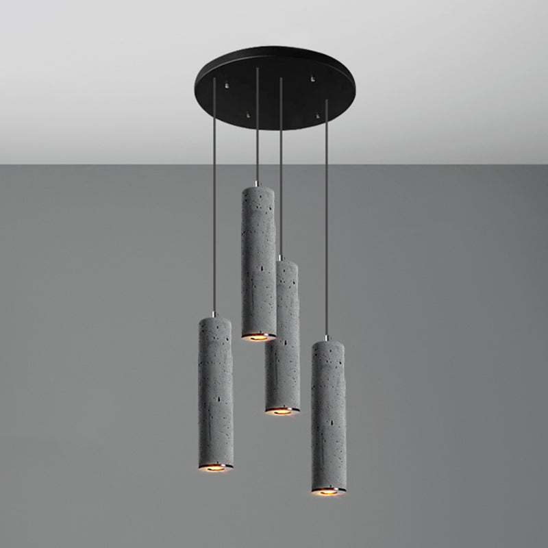 Nordic Style Grey Cement Cylinder Pendant Light For Dining Room Ceiling 4 / Small