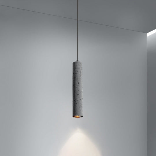 Nordic Style Grey Cement Cylinder Pendant Light For Dining Room Ceiling 1 / Medium