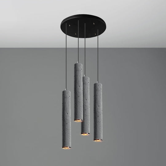 Nordic Style Grey Cement Cylinder Pendant Light For Dining Room Ceiling 4 / Medium