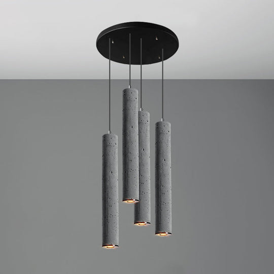 Nordic Style Grey Cement Cylinder Pendant Light For Dining Room Ceiling 4 / Large