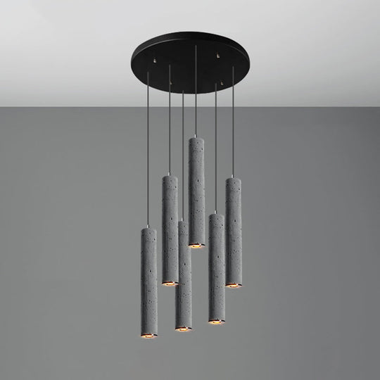 Nordic Style Grey Cement Cylinder Pendant Light for Dining Room Ceiling
