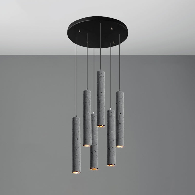 Nordic Style Grey Cement Cylinder Pendant Light For Dining Room Ceiling 6 / Medium