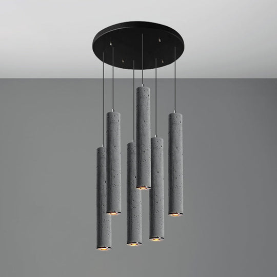 Nordic Style Grey Cement Cylinder Pendant Light For Dining Room Ceiling 6 / Large