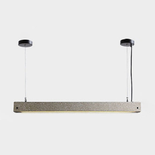 Modern Cement LED Pendant Light for Dining Room - Grey Rectangular Suspension Fixture