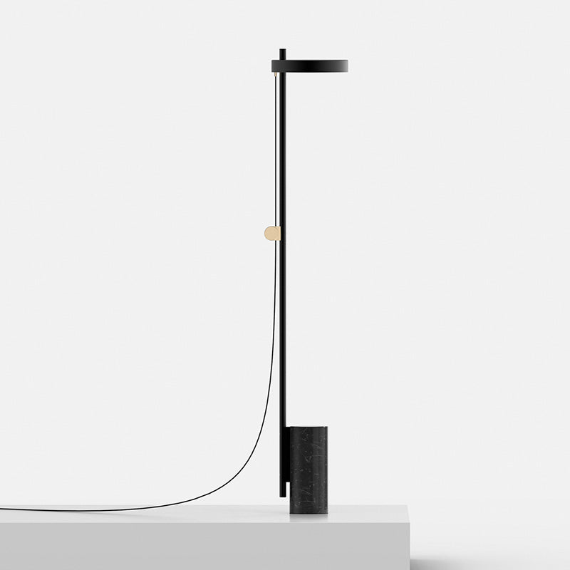 Modern Marble Led Stand Up Floor Lamp In Black - Reading Lighting With Cylindrical Base