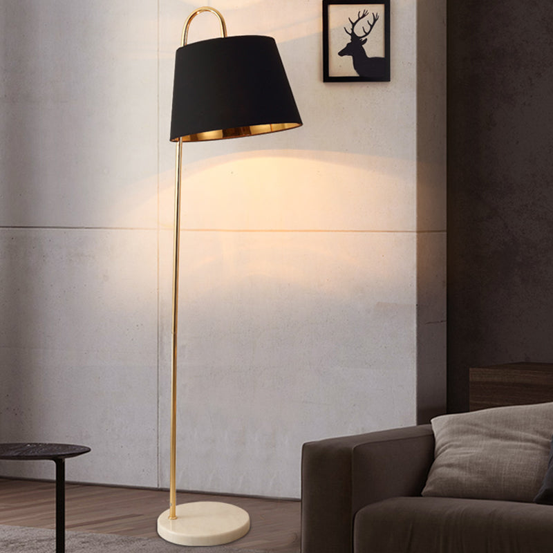 Simplicity Fabric Standing Light: Tapered Design 1 Bulb Floor Lamp For Living Room With Circular