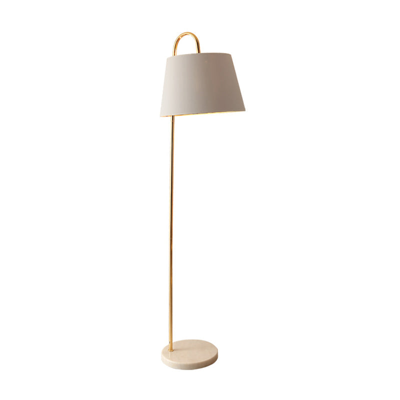 Simplicity Fabric Standing Light: Tapered Design 1 Bulb Floor Lamp For Living Room With Circular