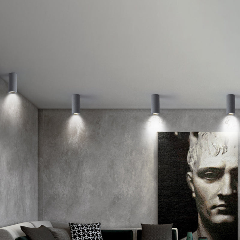 Minimalistic Led Cylinder Flush Ceiling Light - Cement Gray Mount Fixture
