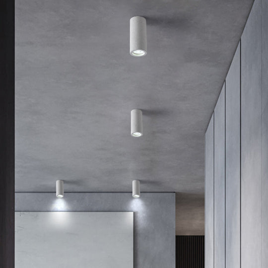 Minimalistic Led Cylinder Flush Ceiling Light - Cement Gray Mount Fixture