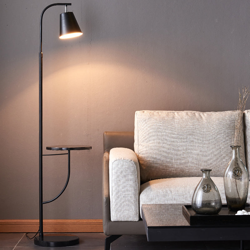 Nordic-Style Metal Bell Floor Lamp With Marble Base - Ideal For Living Room Lighting