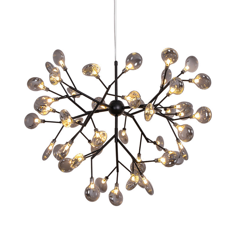 Minimalist Led Smoked Glass Firefly Chandelier In Black