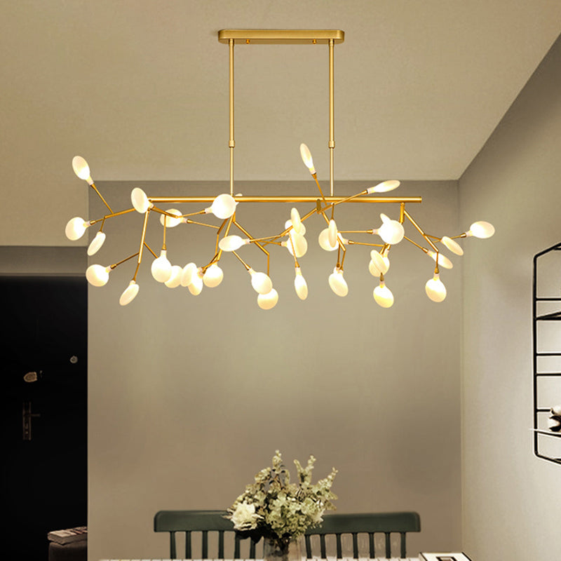 Sleek Firefly Led Dining Room Pendant Light With Opal Glass - Minimalist Island Chandelier