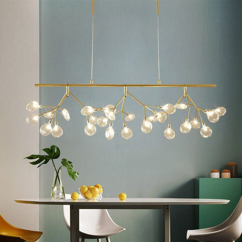 Nordic Style Clear Glass Led Ceiling Pendant Light For Dining Room - Branched Firefly Island Fixture