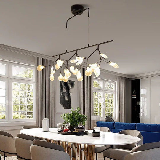 Nordic Style Clear Glass LED Dining Room Pendant Light - Firefly Island Branch Design