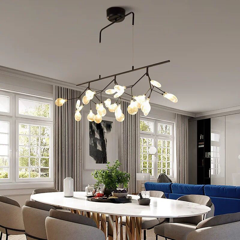 Nordic Style Clear Glass Led Ceiling Pendant Light For Dining Room - Branched Firefly Island Fixture