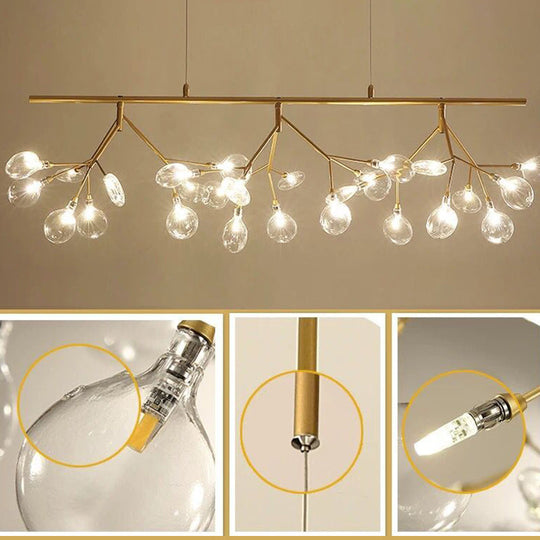 Nordic Style Clear Glass LED Dining Room Pendant Light - Firefly Island Branch Design