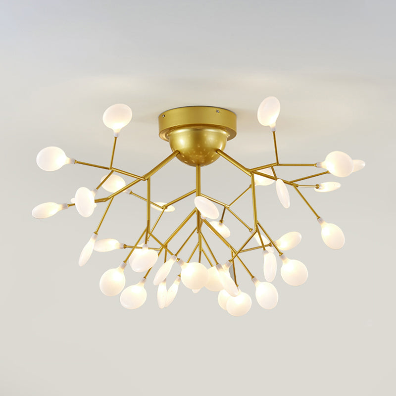 Metallic Led Bedroom Chandelier - Minimalist Flush Mount Light Fixture 36 / Gold A