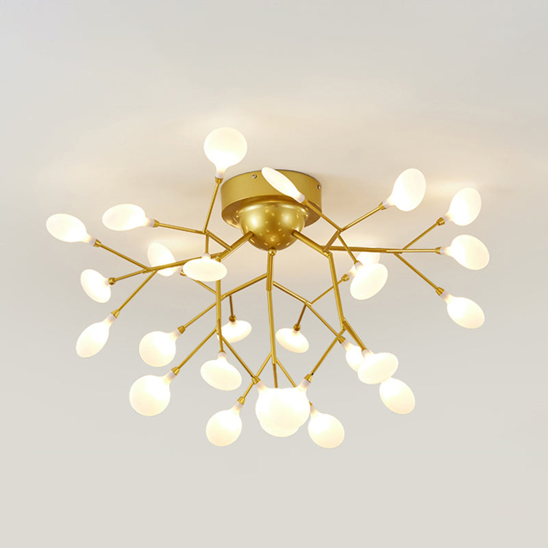 Metallic Led Bedroom Chandelier - Minimalist Flush Mount Light Fixture 27 / Gold A