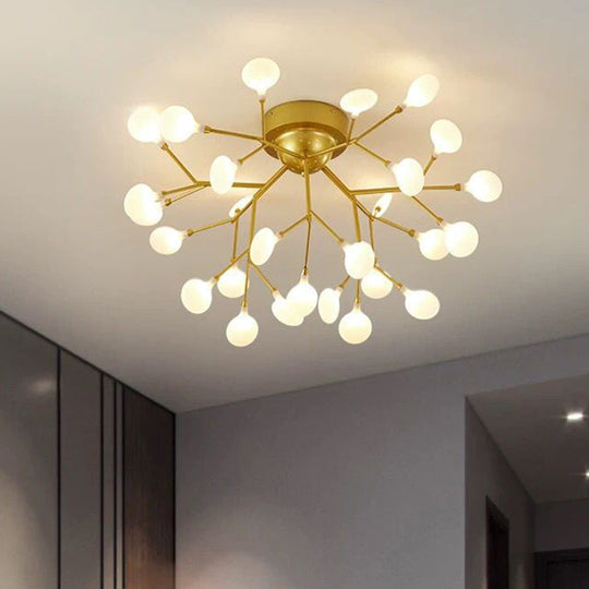 Gold Nordic Firefly Led Flush Mount Chandelier For Dining Room