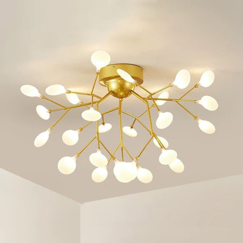 Gold Nordic Firefly Led Flush Mount Chandelier For Dining Room 27 / A