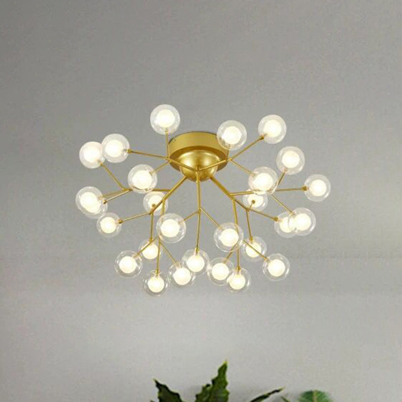 Gold Nordic Firefly Led Flush Mount Chandelier For Dining Room 27 / C