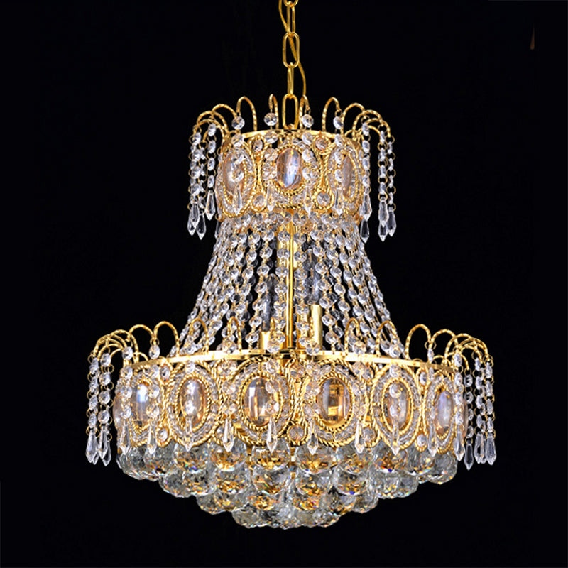 Modern Gold Chandelier Light: Crystal Flared Hanging Ceiling Light With 5 Lights For Living Room