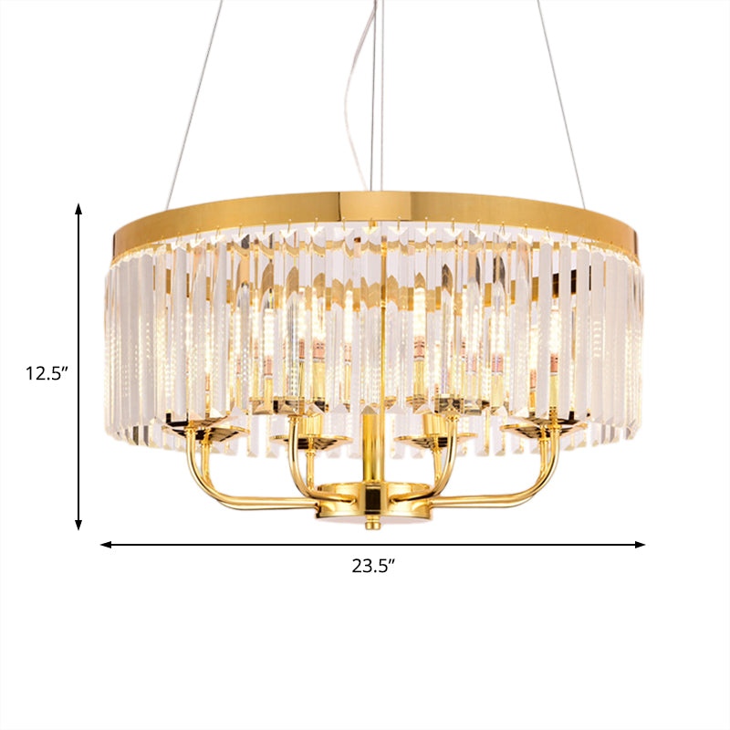Modern Gold Chandelier Light With Crystal Ceiling Rectangular-Cut 6/8/12 Lights - 18/31.5 Wide