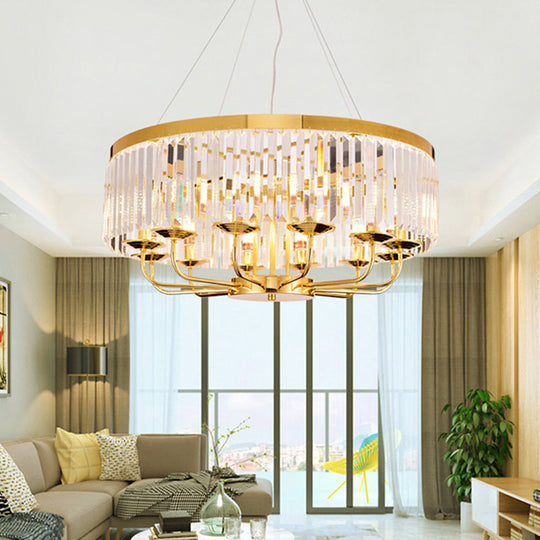 Modern Gold Chandelier Light With Crystal Ceiling Rectangular-Cut 6/8/12 Lights - 18/31.5 Wide