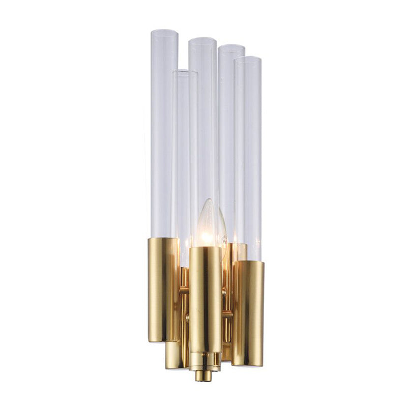 Gold Candelabra Sconce With Flute Crystal Shade And Modern Twist