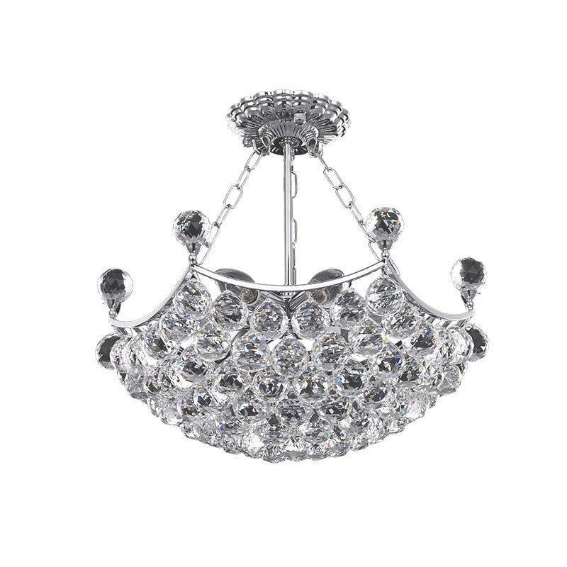 Contemporary Chrome Dome Chandelier with 12 Light Crystal Ball – Ideal for Dining Room