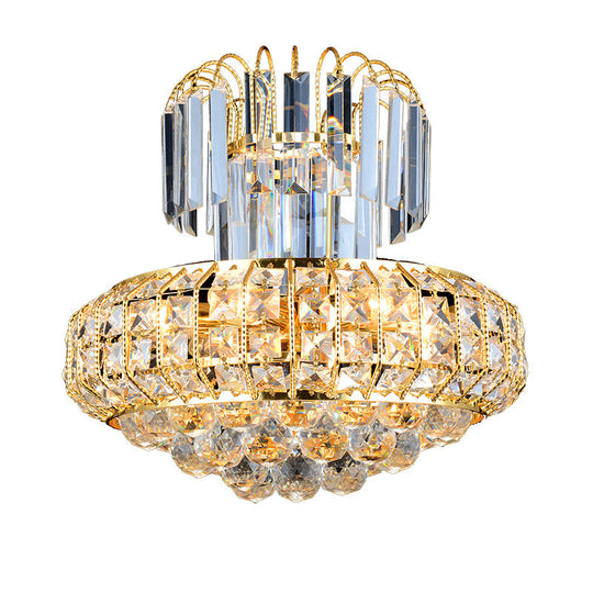 Modern Mushroom Chandelier with Faceted Crystals - 6 Lights, Gold Finish, Perfect for Lobby Bar