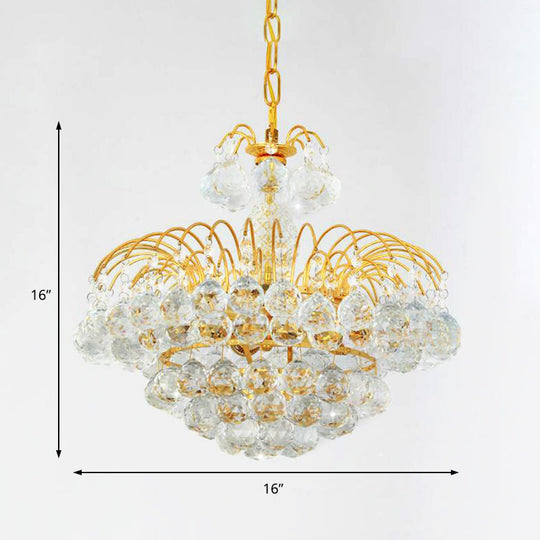 Modern 8-Light Hanging Cascade Chandelier - Chrome/Gold Finish With Crystal Ball Shades 16/19.5 Wide
