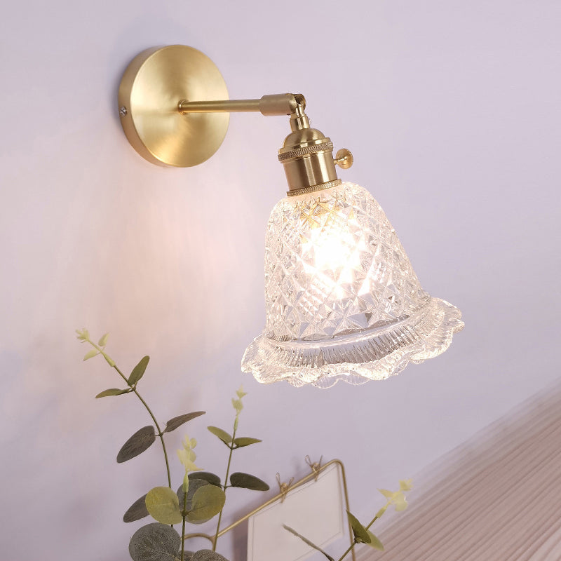 Vintage Clear Glass Wall Mounted Lamp - Single-Bulb Light Fixture For Bedroom / B