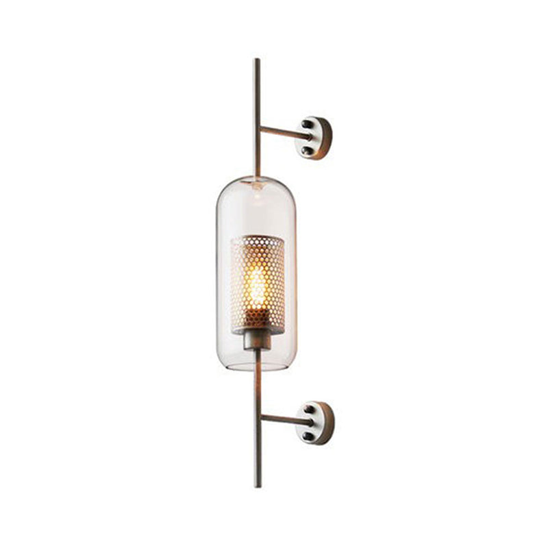 Modern Geometric Wall Lamp - Clear Glass Single-Bulb Ideal For Corridors