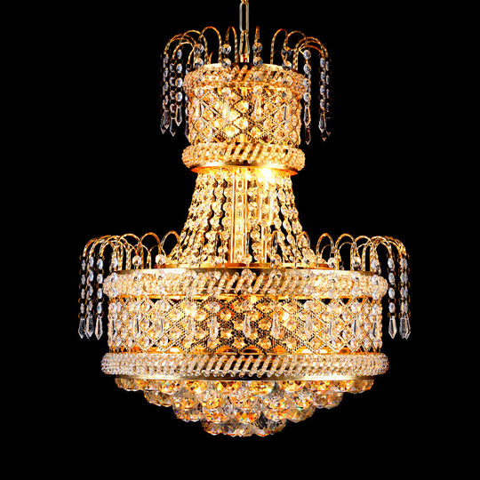 Modern Gold Chandelier Light with Mushroom Crystal Shade - 5/8 Lights - 16"/19.5" Wide