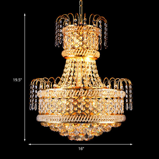 Modern Gold Dining Room Chandelier Light Fixture With Mushroom Crystal Shade 5/8 Lights 16/19.5 Wide
