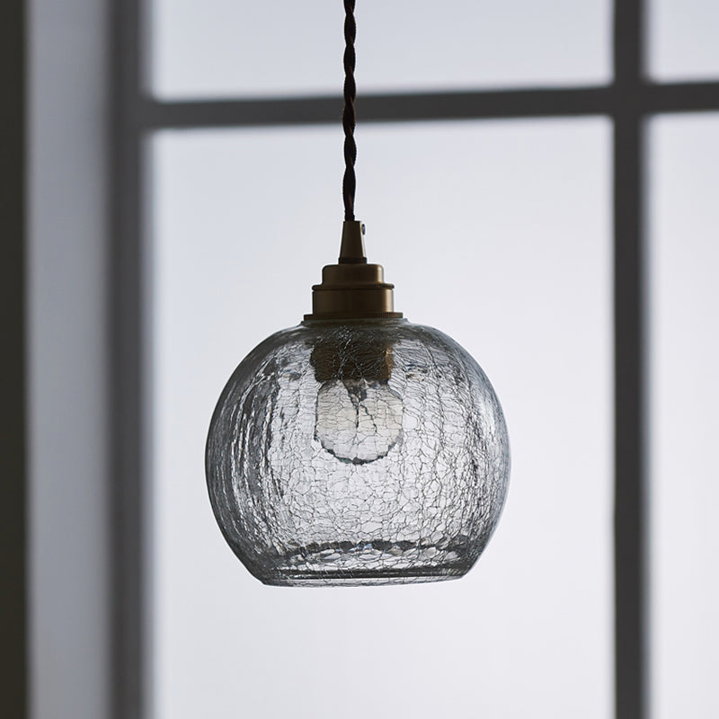Industrial Sphere Ceiling Light Single Clear Glass Hanging Pendant Light for Living Room